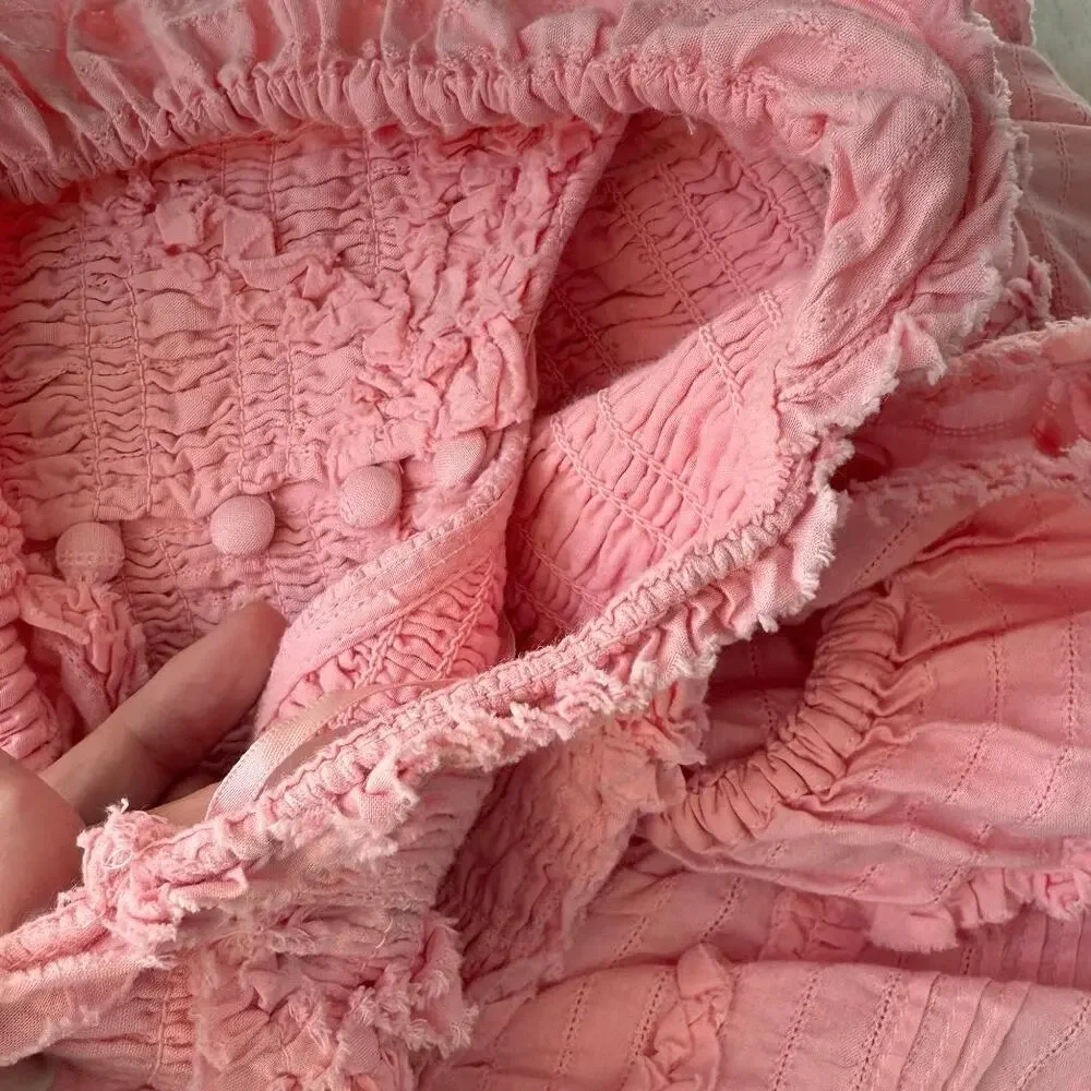LoveShackFancy NWT Marsinia Large Ruffle Cotton Dress in Bubblegum Pink - Picture 14 of 16